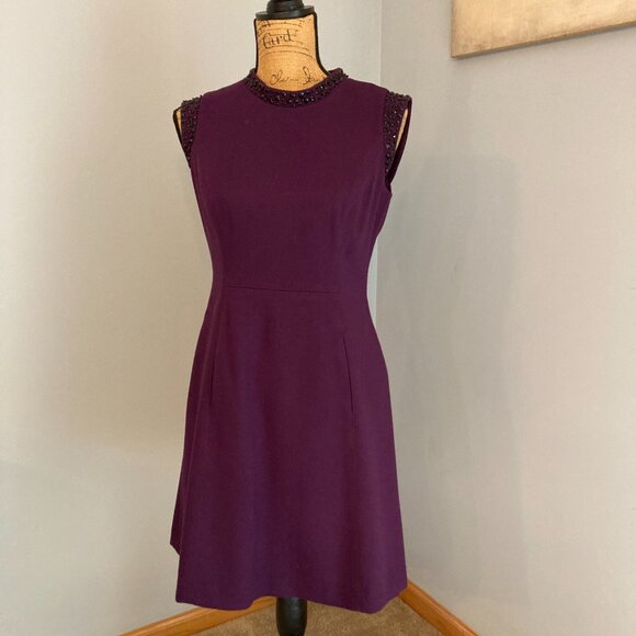Vince Camuto Dresses & Skirts - Vince Camuto Dress 8P Purple Sleeveless Beaded Black Bling